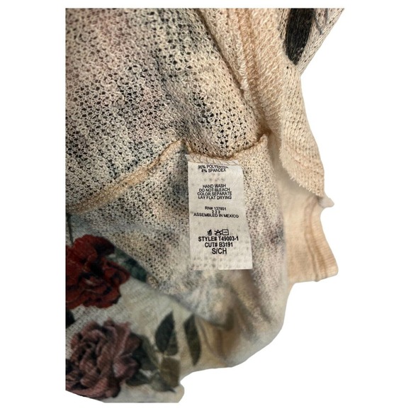 Live In The Moment Sweater Womens S Floral Boho Open Cardigan Long Line Ivory - Picture 8 of 11